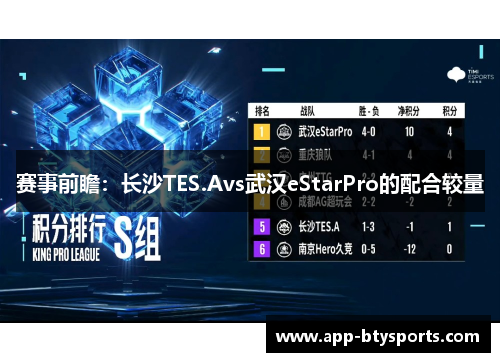 赛事前瞻：长沙TES.Avs武汉eStarPro的配合较量